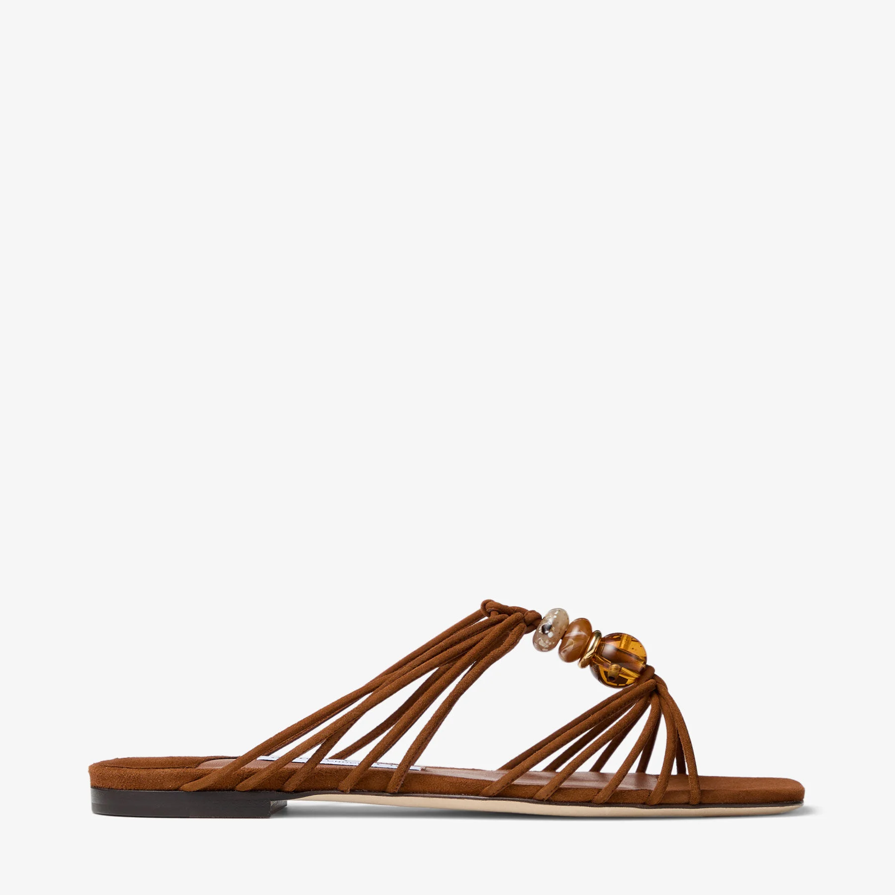 Lova Mule Flat Tan Mix Suede Flats with Beads - 1