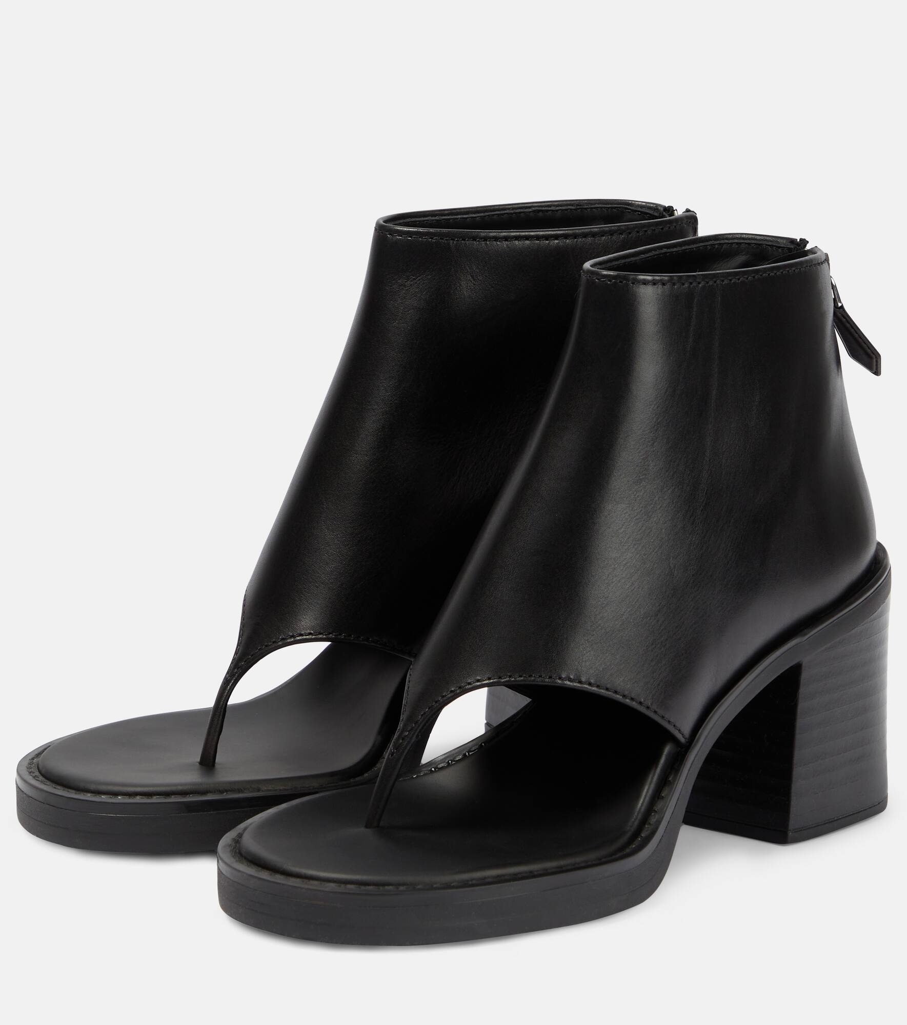 Thong leather ankle sandals - 5