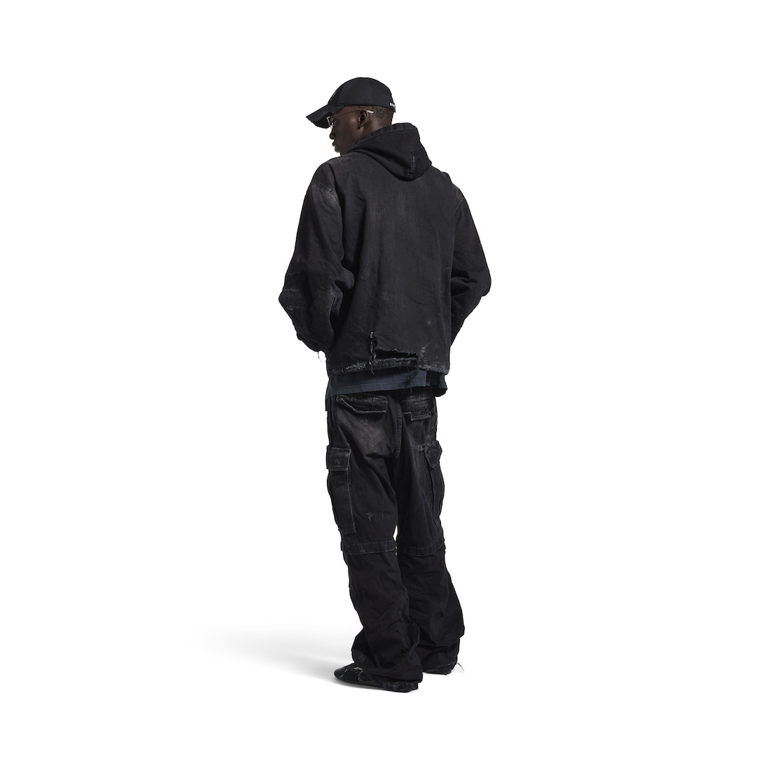 Men's Hooded Workwear Jacket in Black - 4