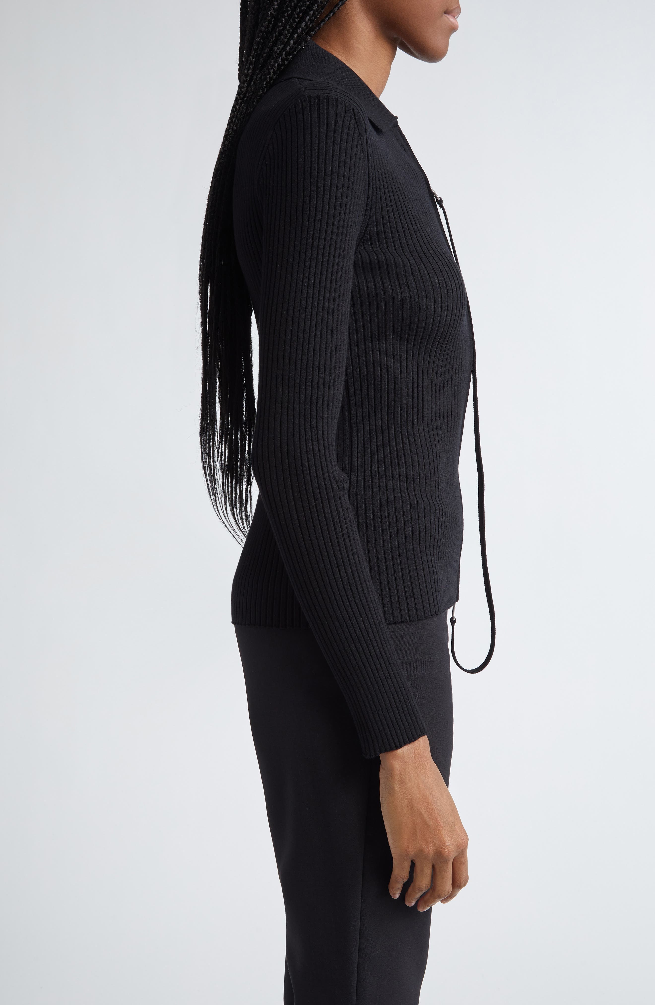 Courrèges Rib Double Zip Cardigan in Black at Nordstrom - 3