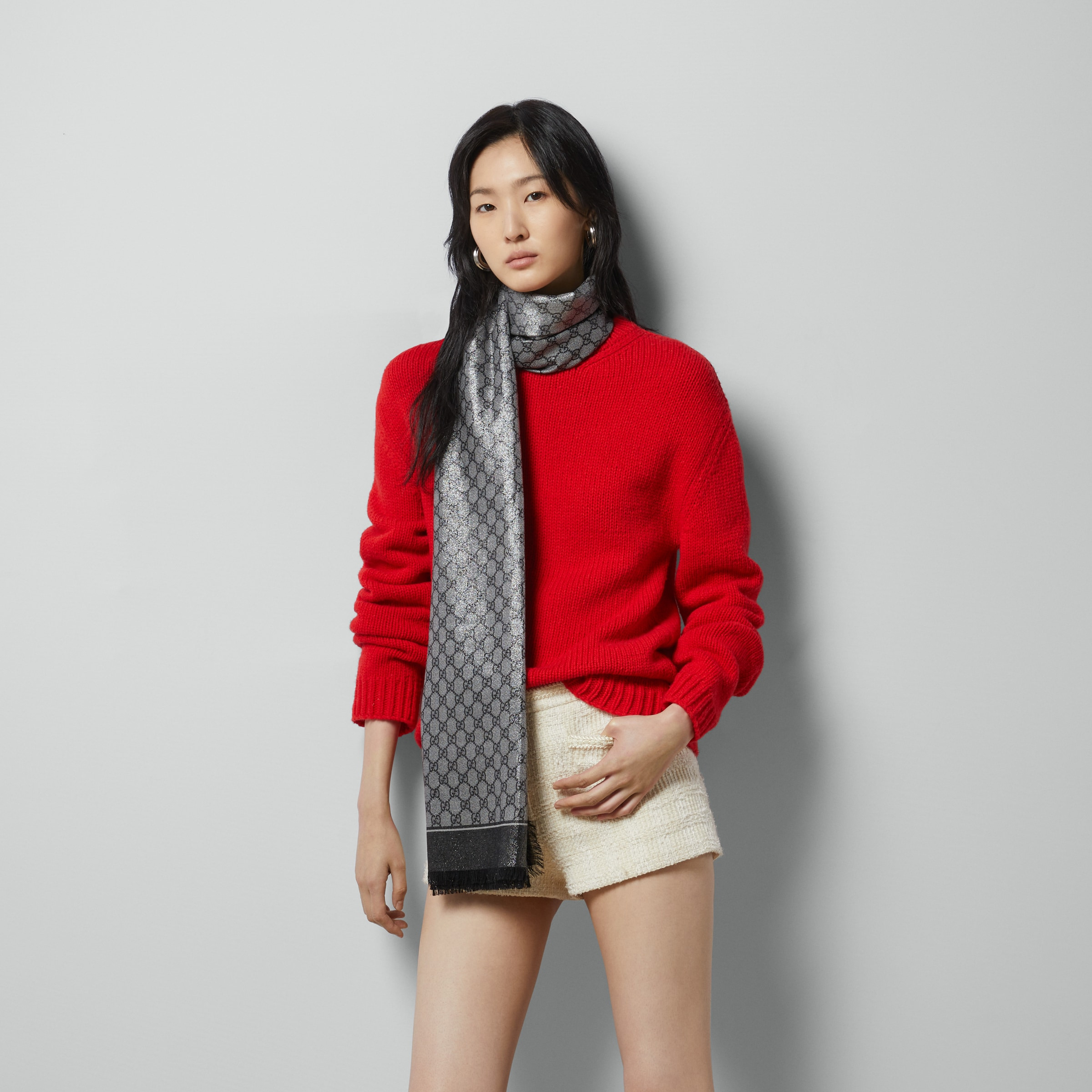 GG wool jacquard shawl - 3