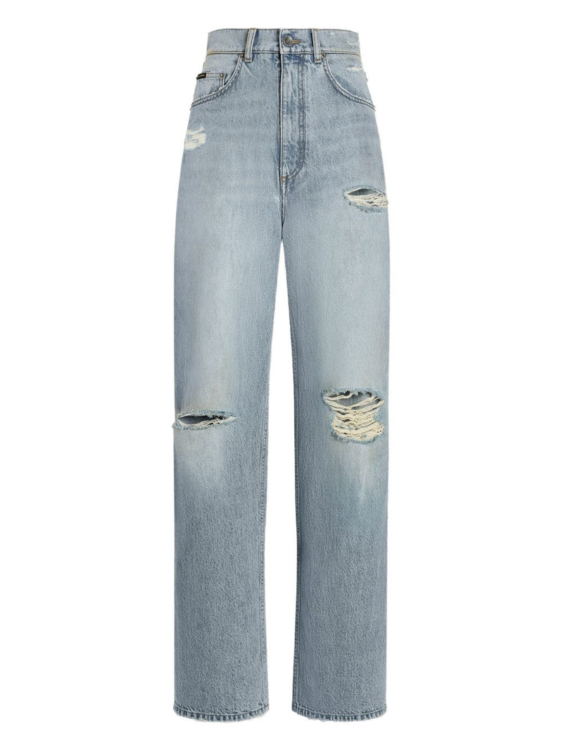 distressed wide-leg jeans 1