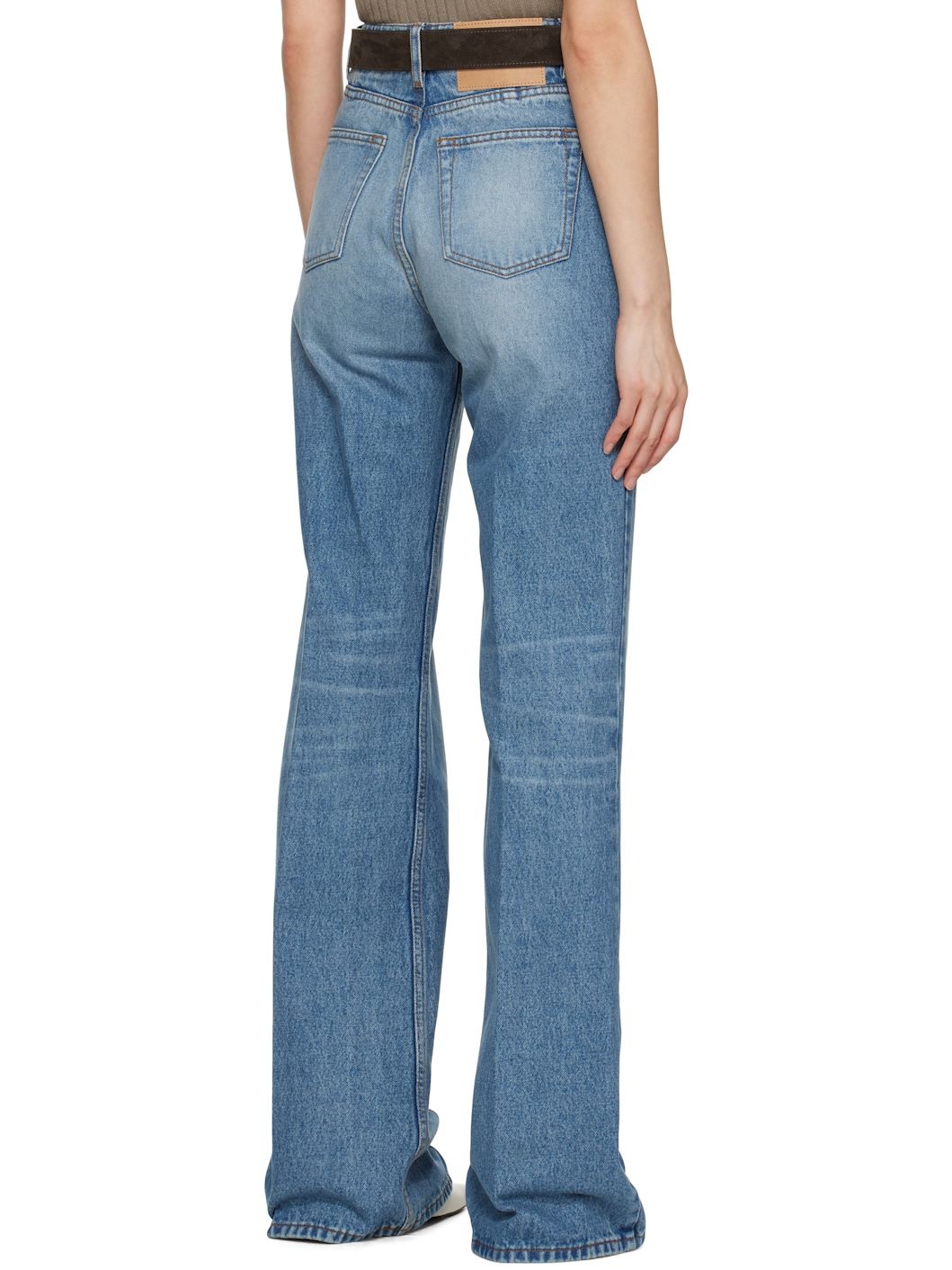 Blue Cotton Flare Fit Jeans - 3