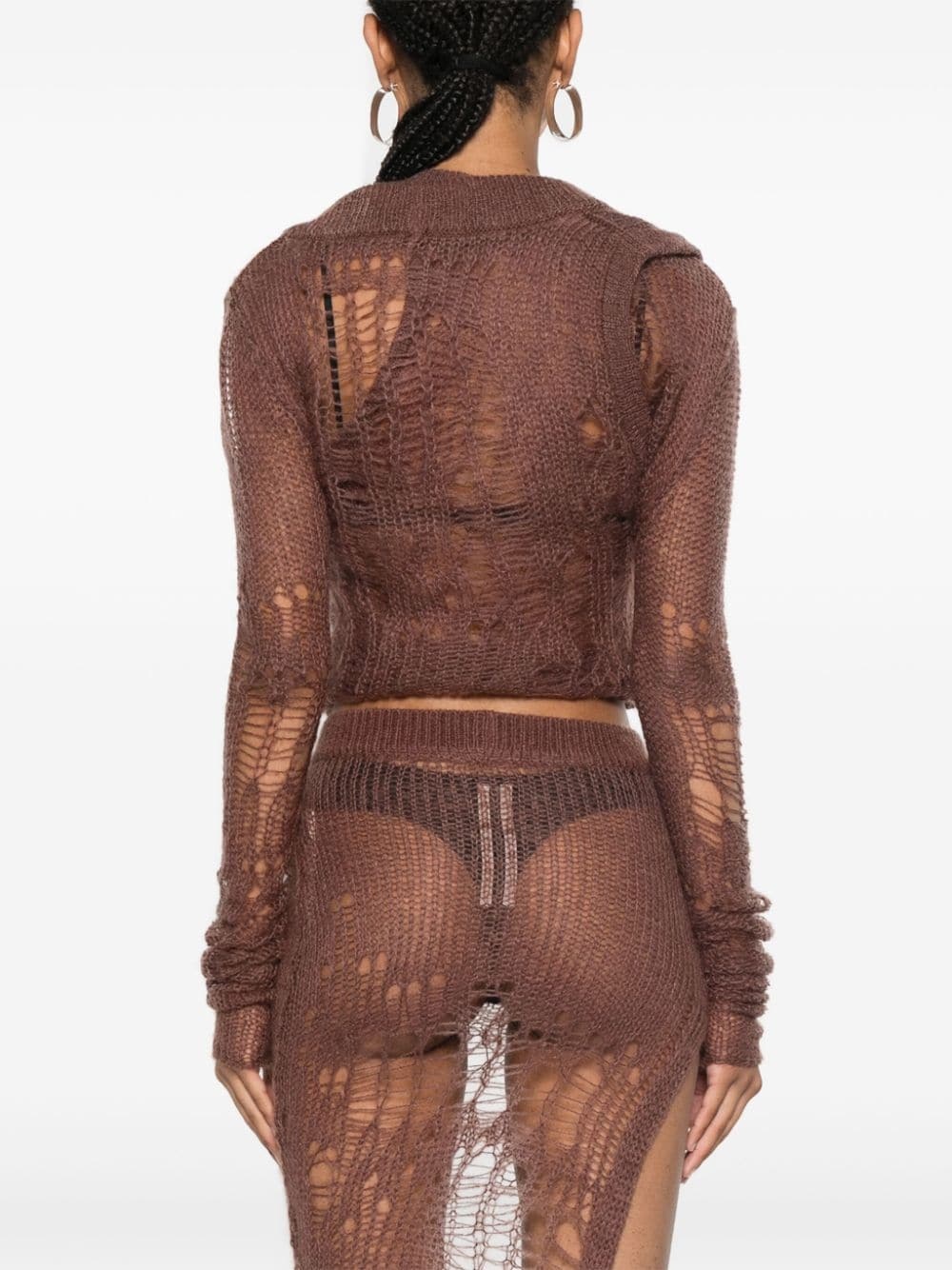 asymmetric-design knitted dress - 4