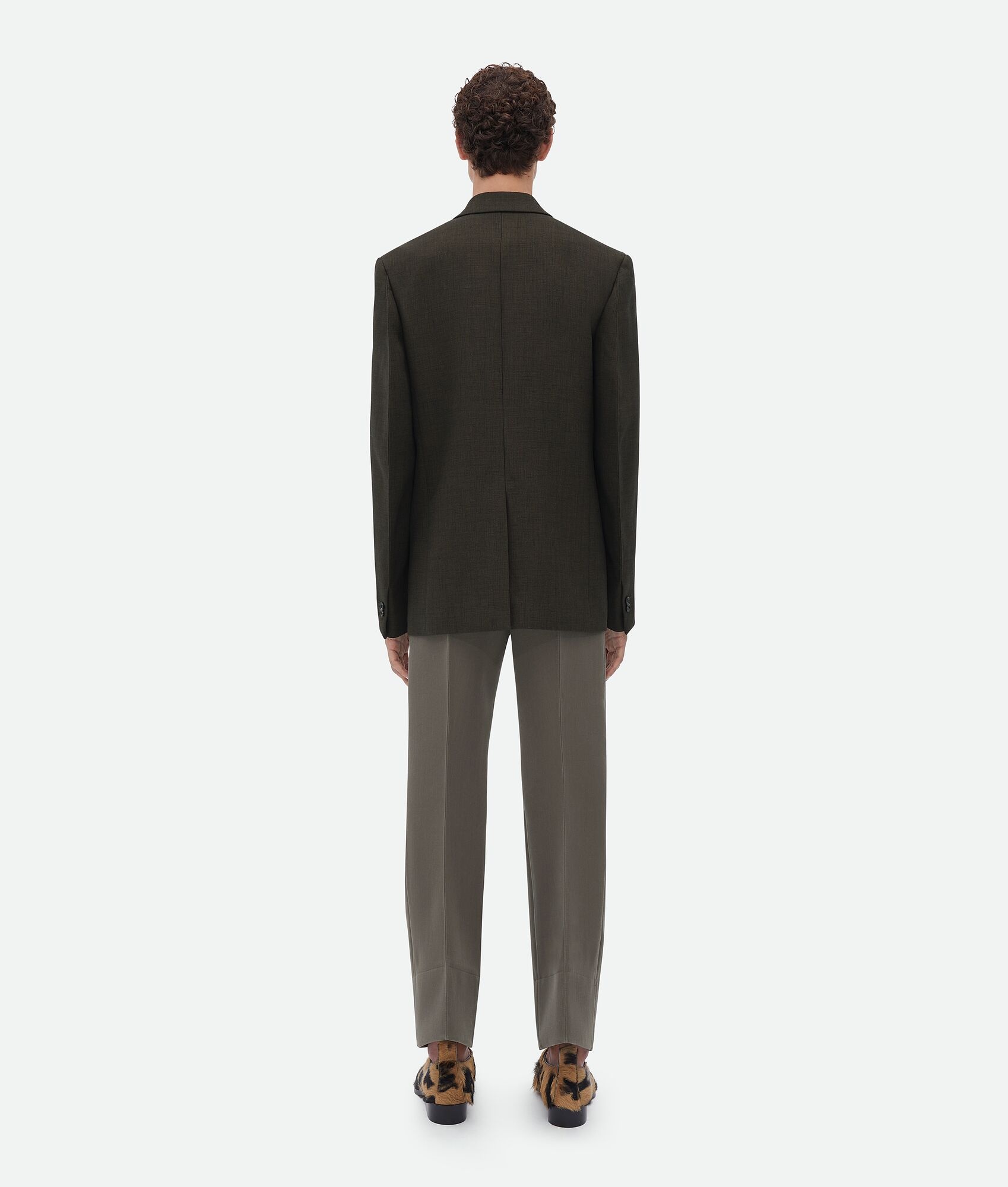 curved sleeves melange wool jacket - 3