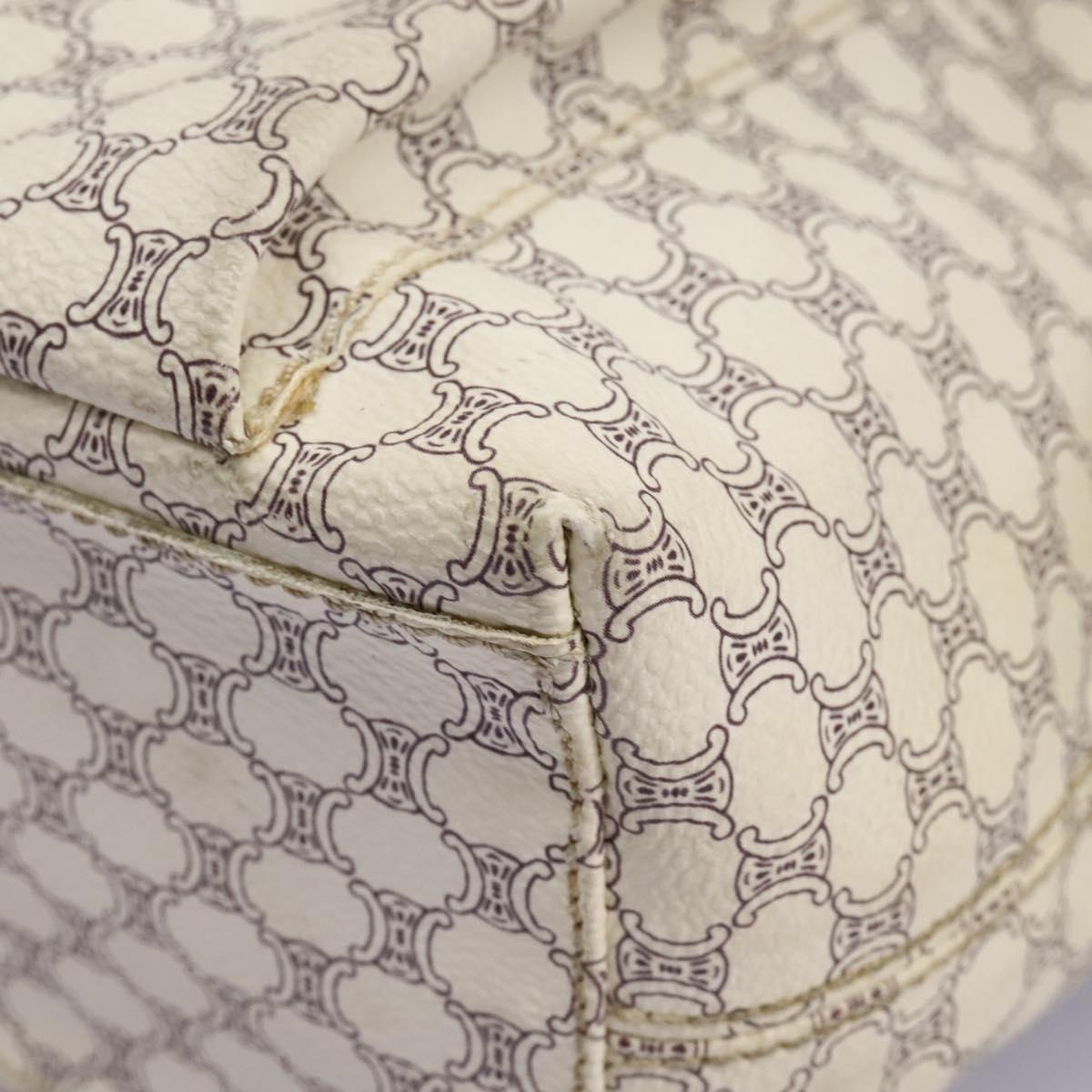 CELINE Macadam Canvas Shoulder Bag Pvc Leather White - 16