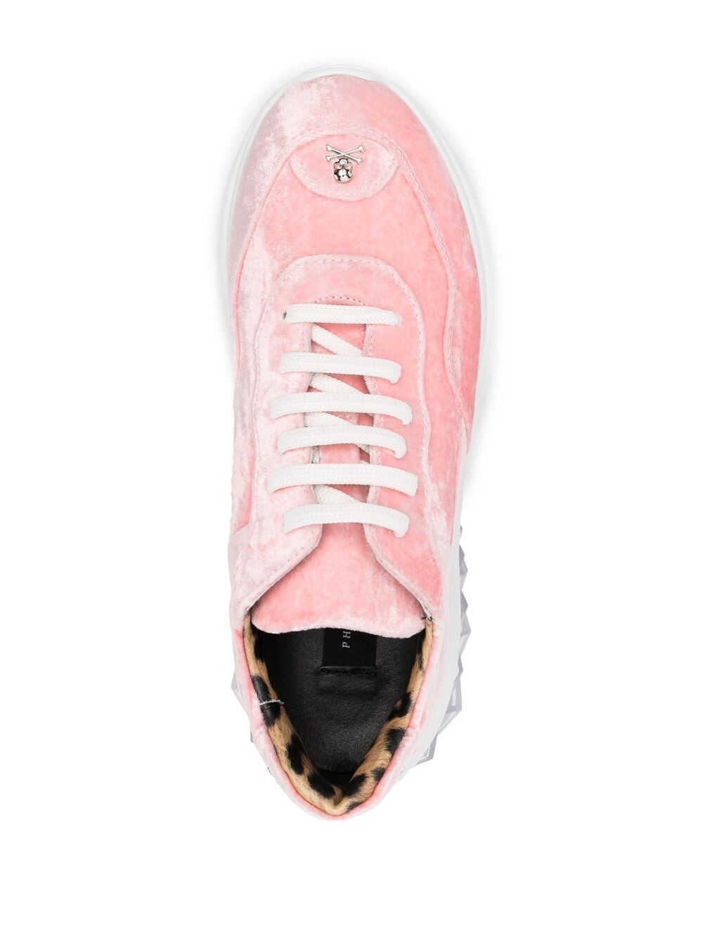 velvet low-top sneakers - 4