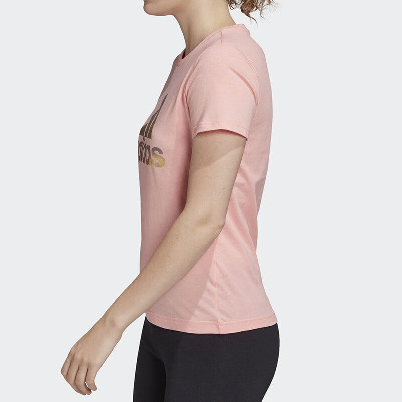 (WMNS) adidas Logo T-shirt 'Pink' FJ5013 - 5