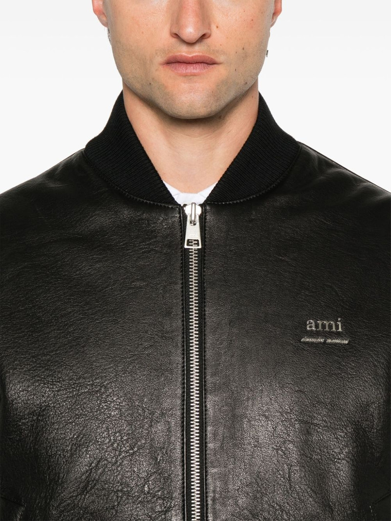 logo-plaque leather jacket 5
