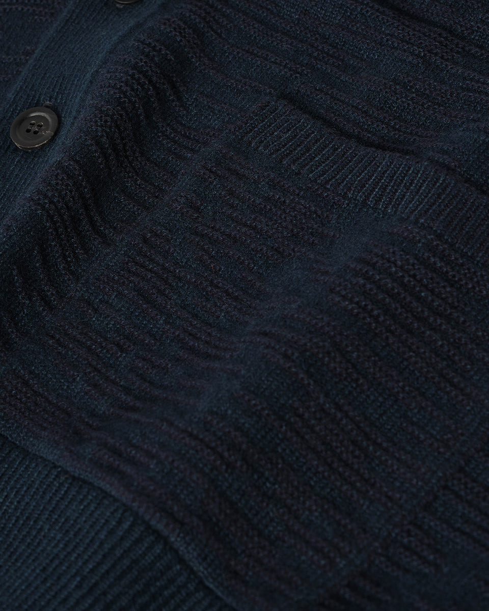 Plaited Texture Green Cashmere Cardigan - 6