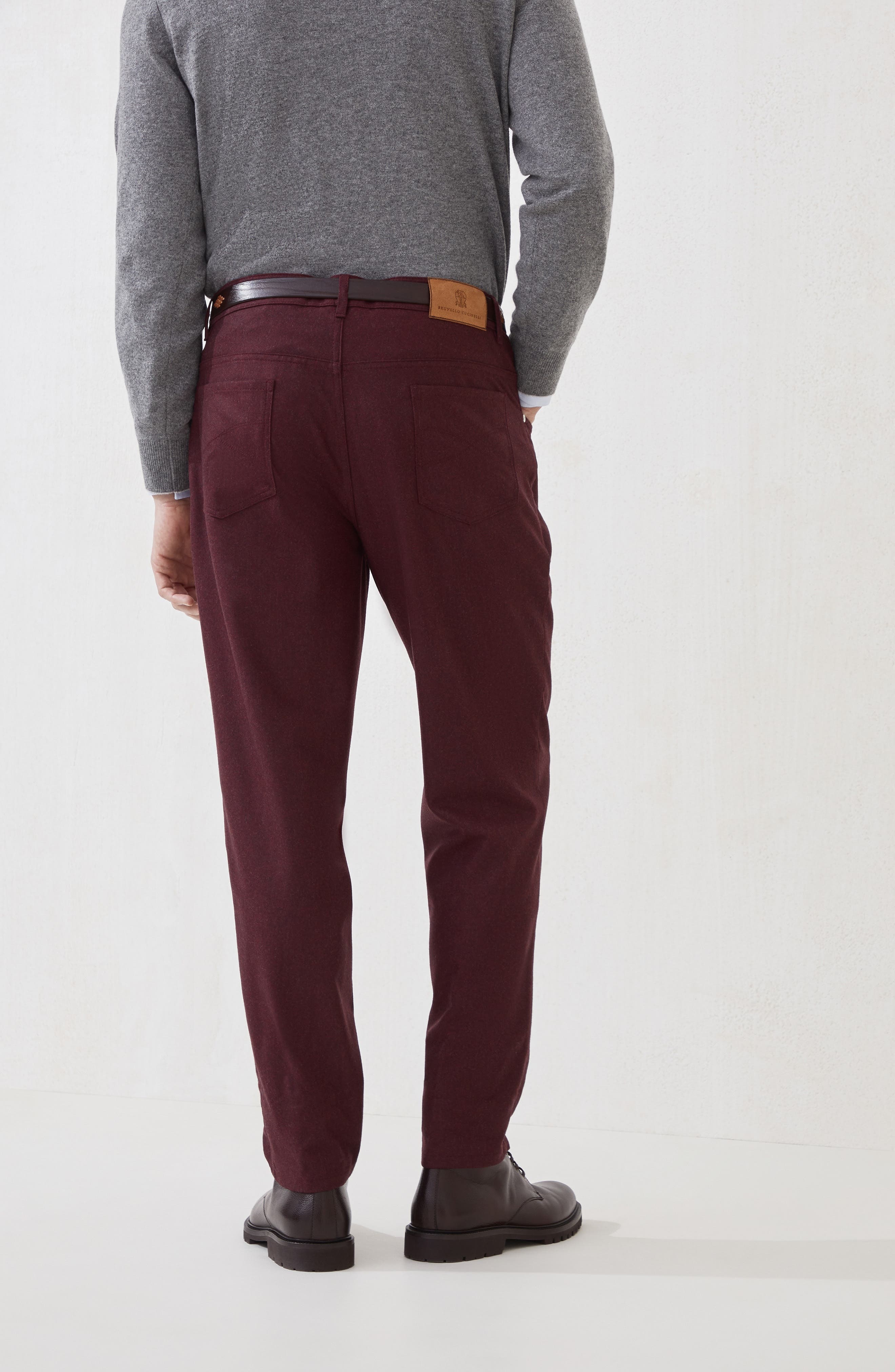 Brunello Cucinelli Flannel trousers in Bordeaux at Nordstrom - 3