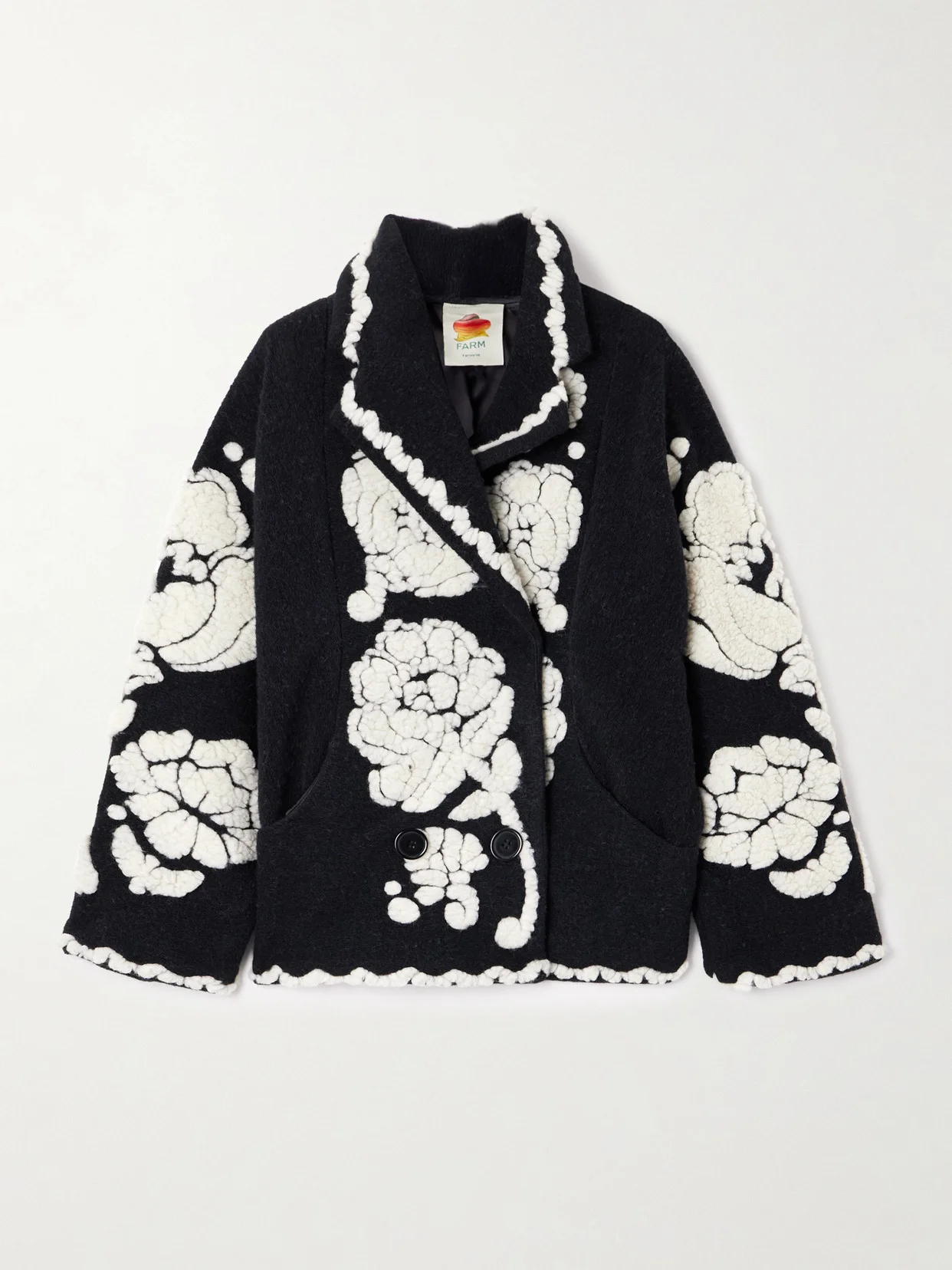 Double-breasted Fleece-jacquard Jacket - 1