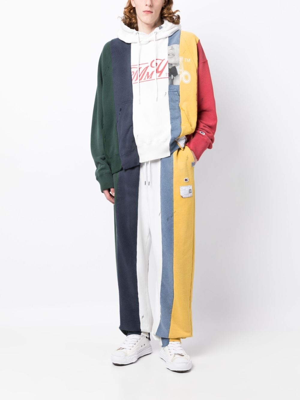 colour-block panelled cotton track pants - 2