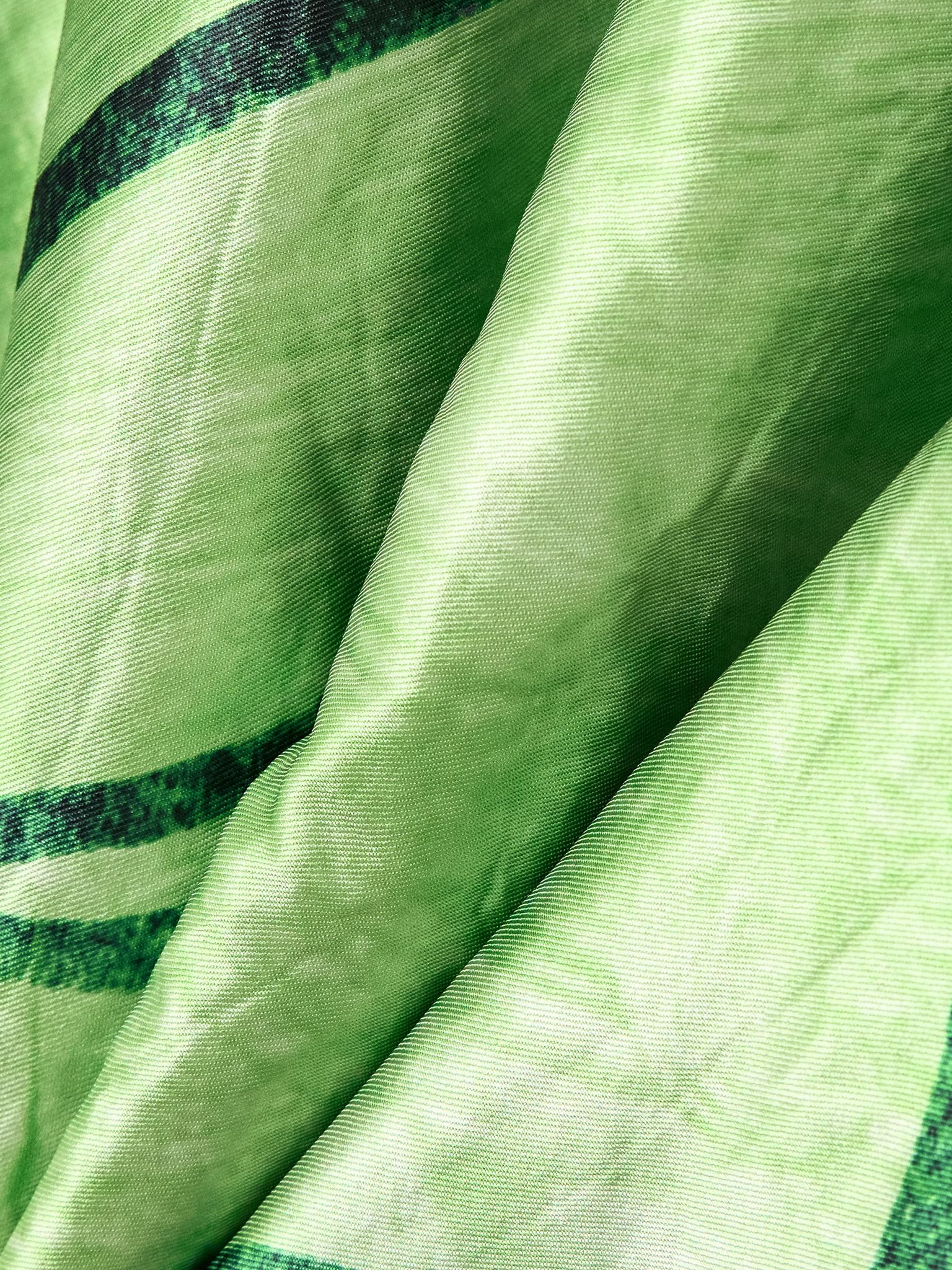 Printed satin-twill midi dress Bright green - 4