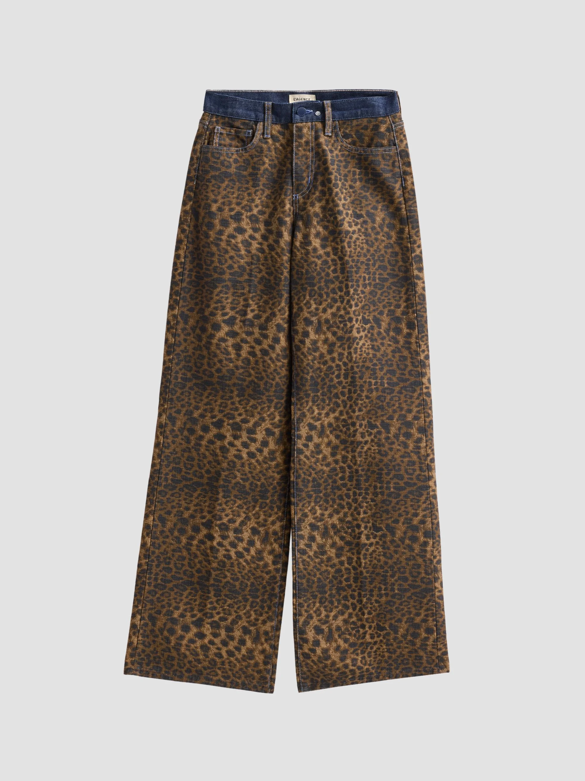 Women's Alicent Leopard Print Wide-Leg Jeans - Zephyr - 1