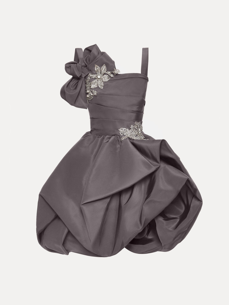 BROOCH EMBROIDERED COCKTAIL SLEEVELESS DRESS 1