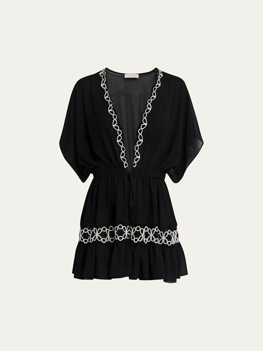 Alisa Embroidered Mini Coverup Dress - 1