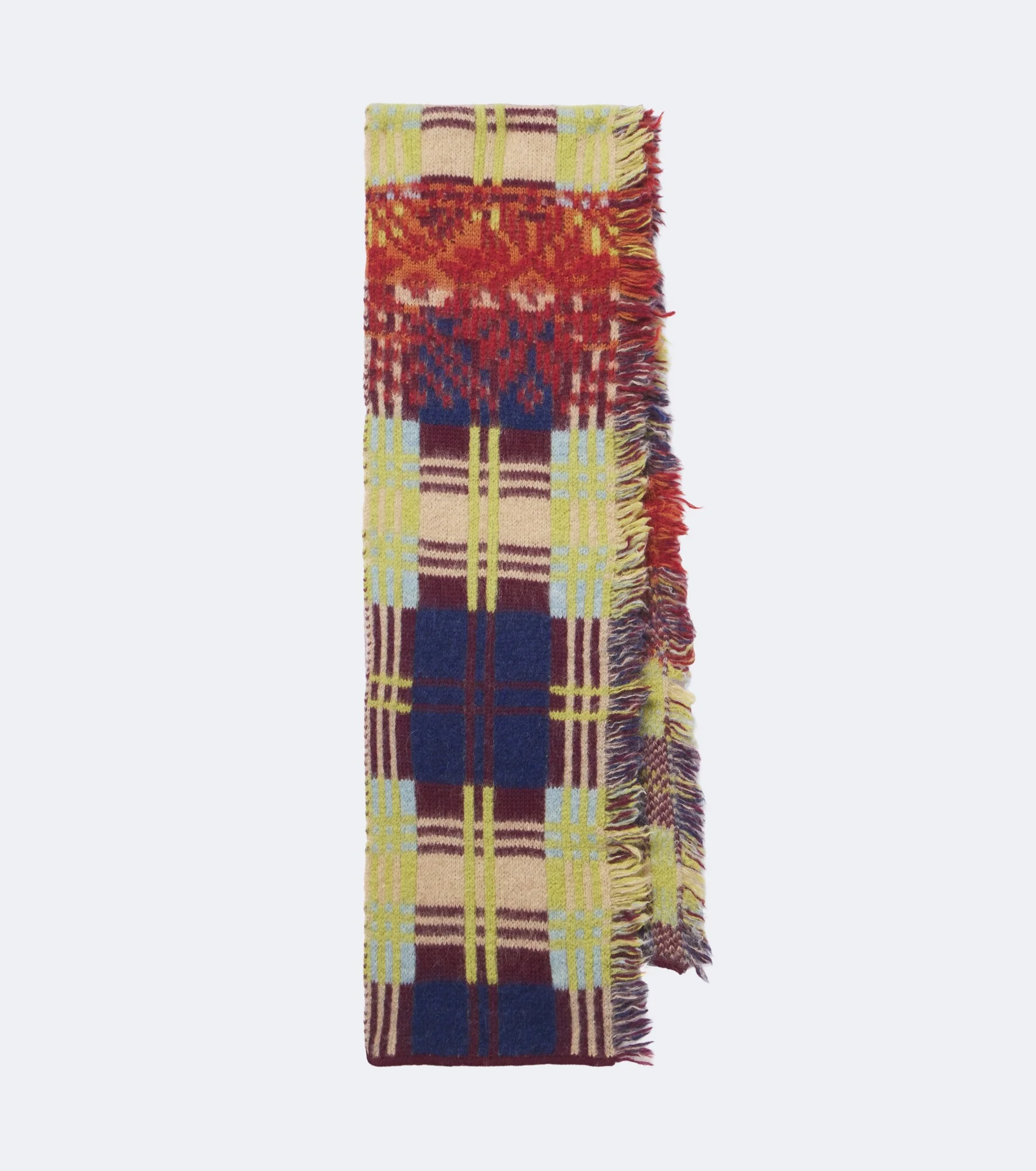 Checked fringed wool and alpaca-blend scarf - 1
