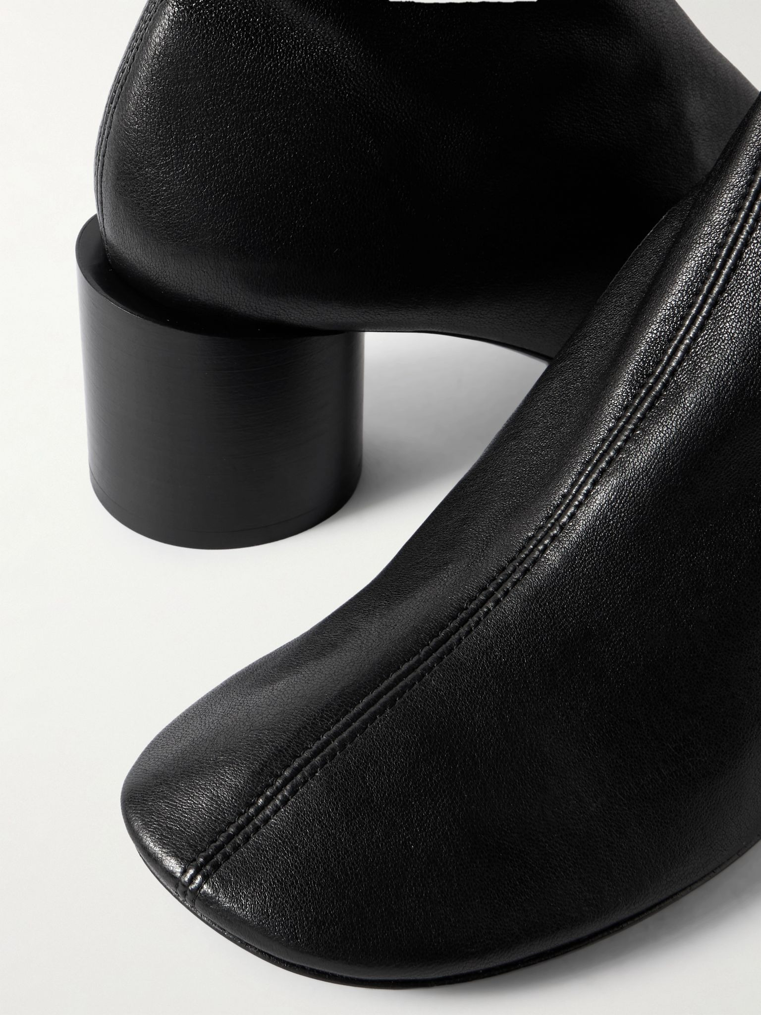 Textured-leather ankle boots Black - 4
