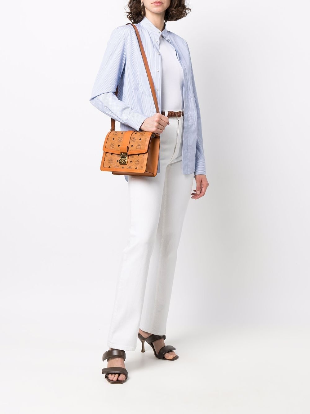 monogram leather shoulder bag - 2