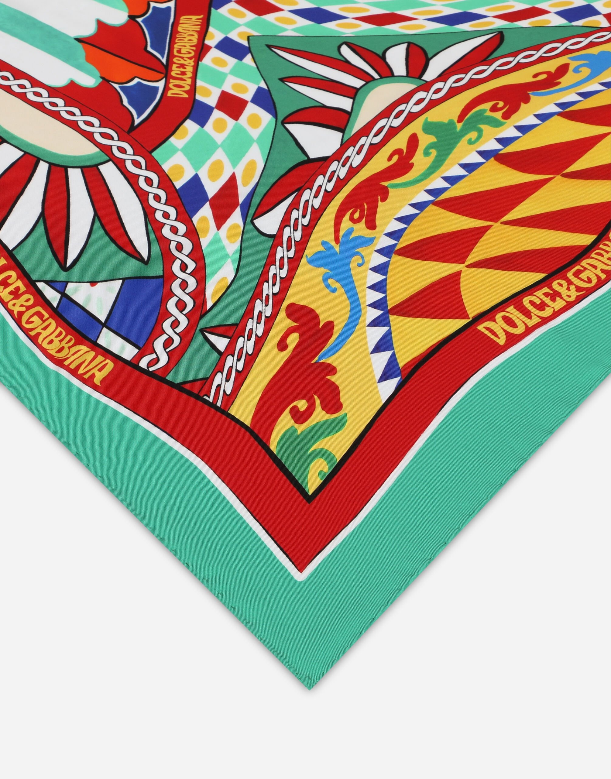 Carretto-print twill scarf (90x90) - 2