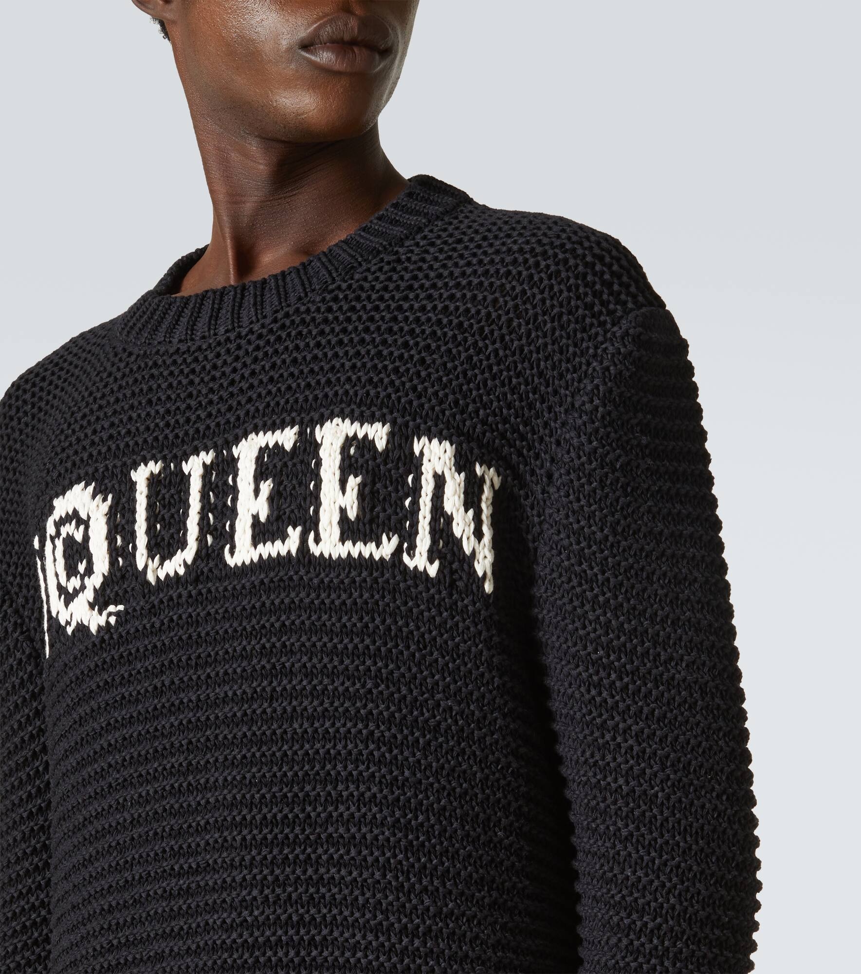 Logo cotton jacquard sweater - 5