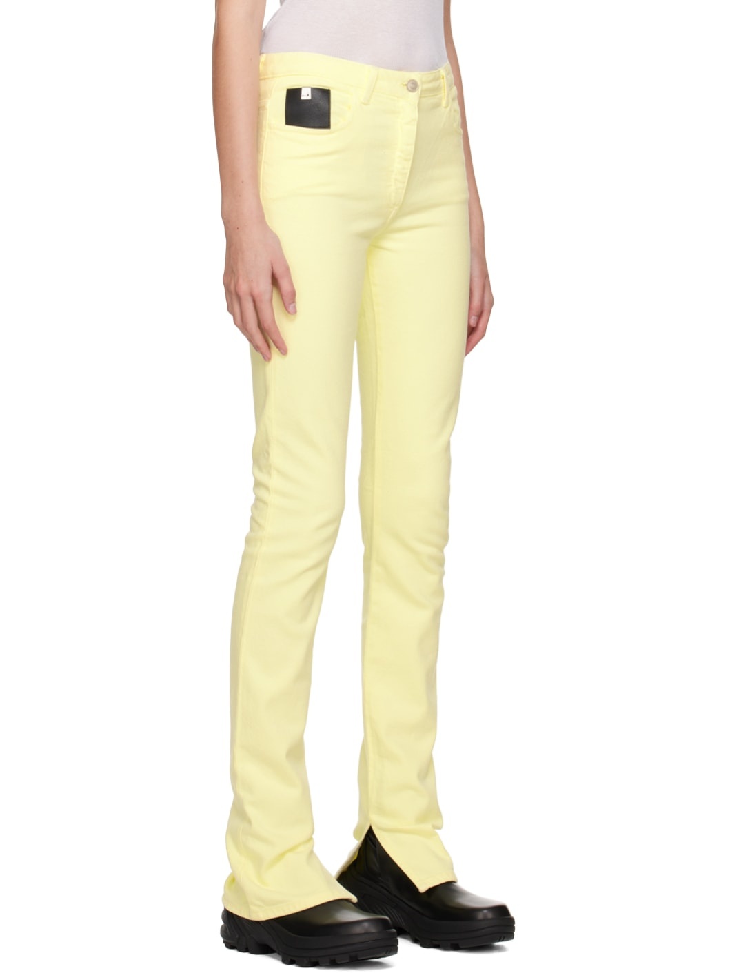 Yellow Spliced Jeans - 2