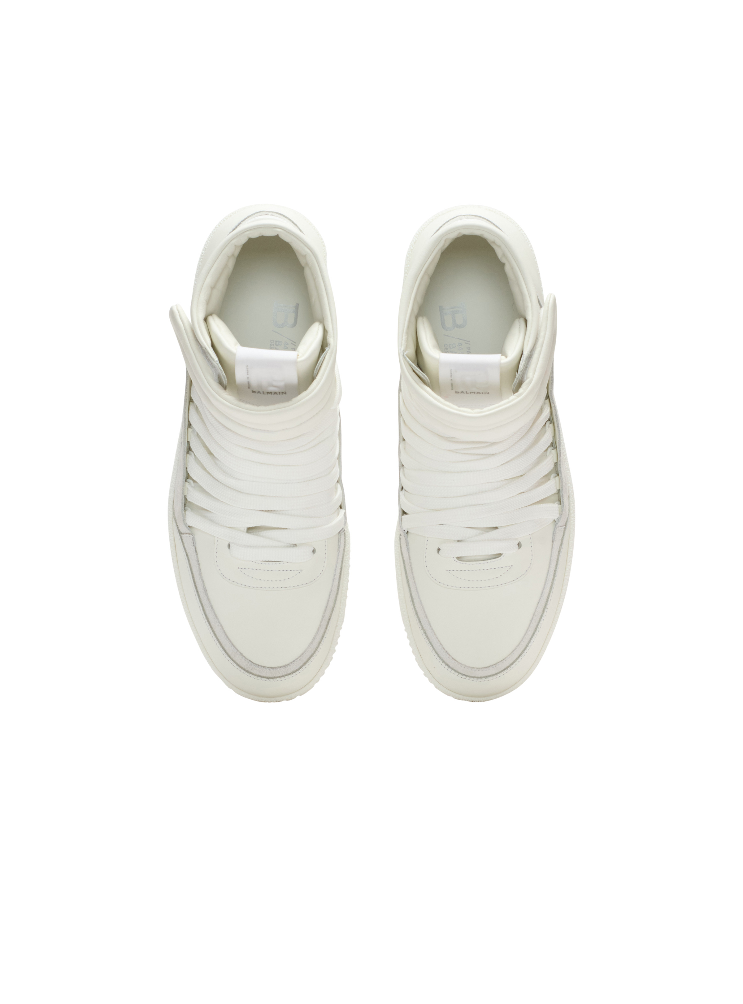 Leather Balmain Swan Mid-Top lace-up trainers - 3