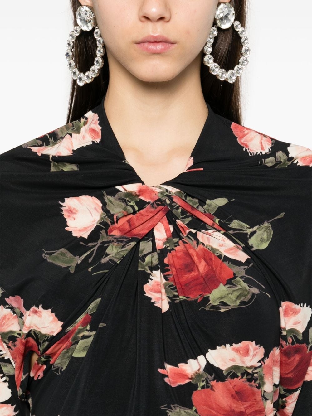 floral-print draped mini dress - 5