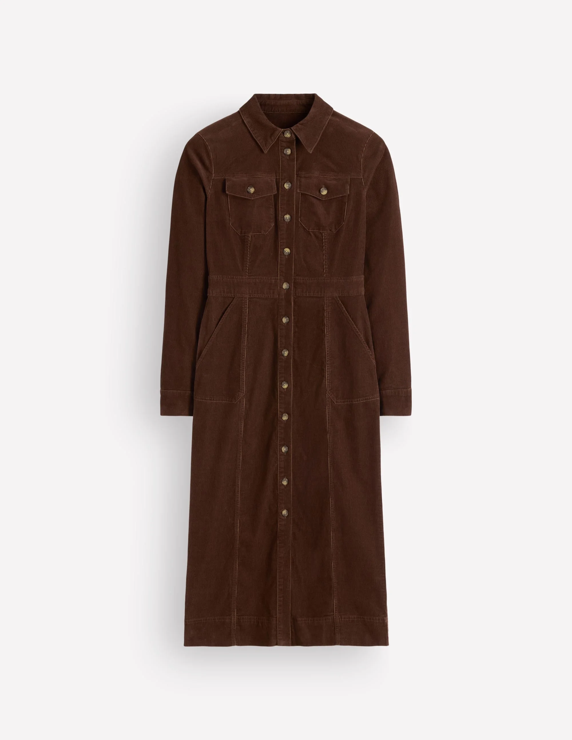 Fleur Cord Midi Dress-Raw Umber - 1