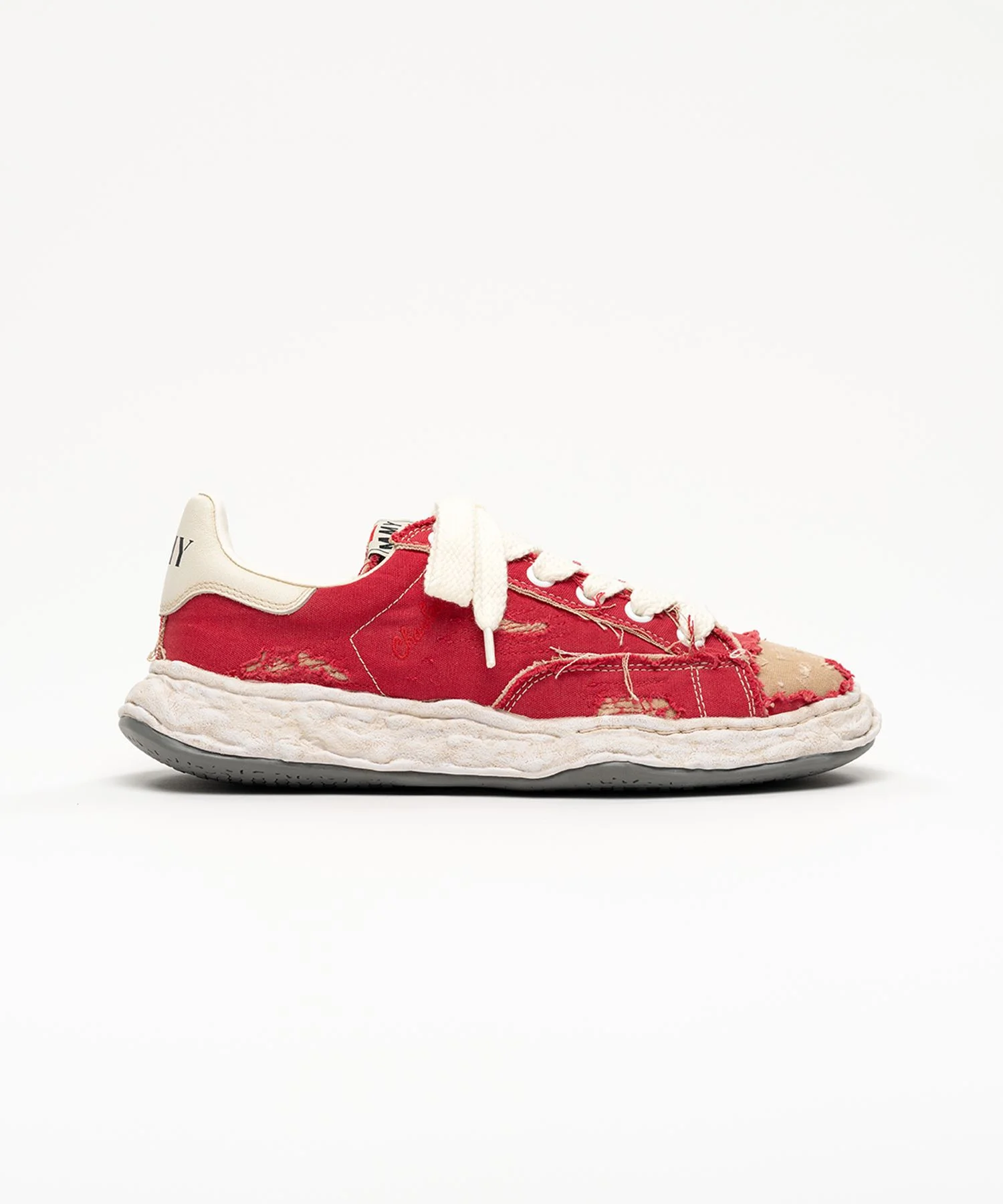 "CHARLES" OG Sole Ripped Overdye Canvas Low-top Sneaker - 1
