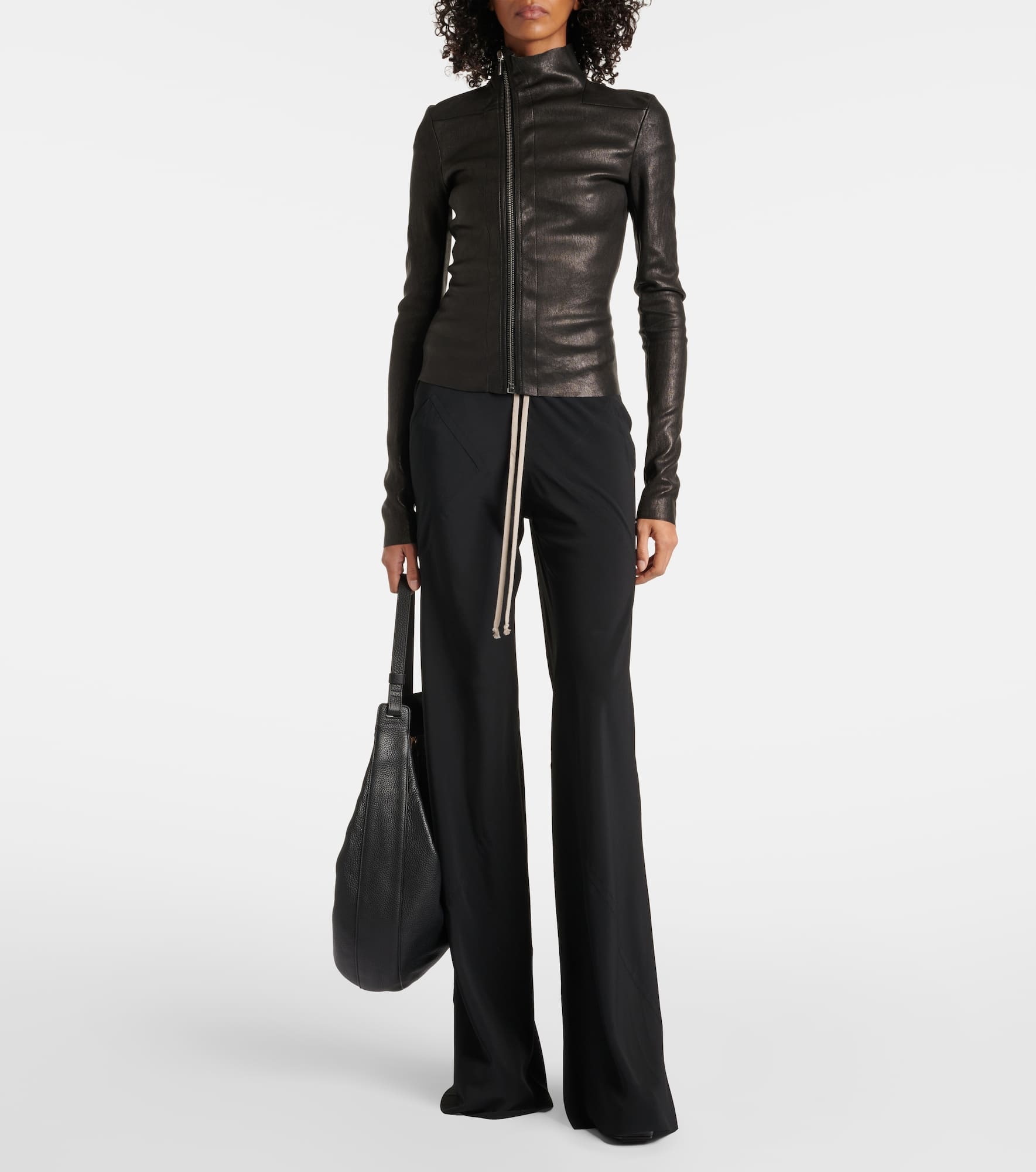 Gary asymmetric leather and cotton jacket - 2