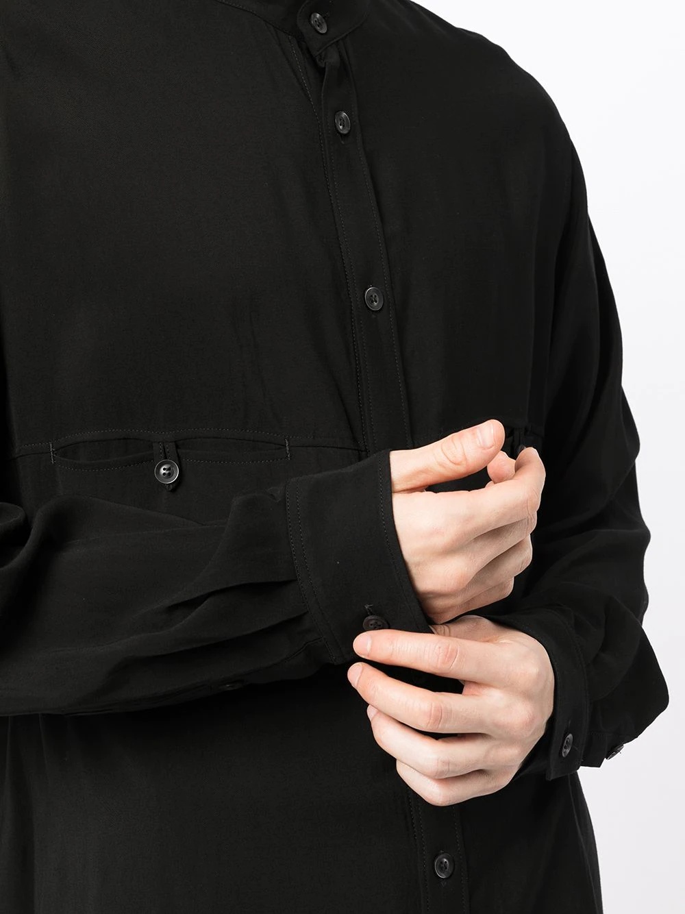 band-collar long-sleeved shirt - 5