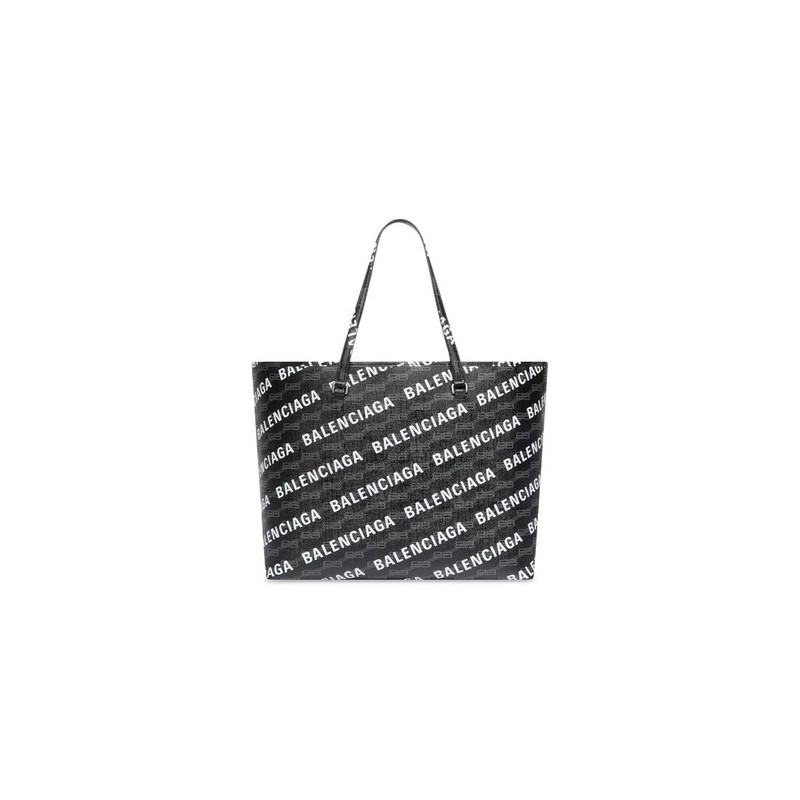 Men's Signature Large East-west Shopper Bag Bb Monogram Coated Canvas And Allover Logo  in Black 4