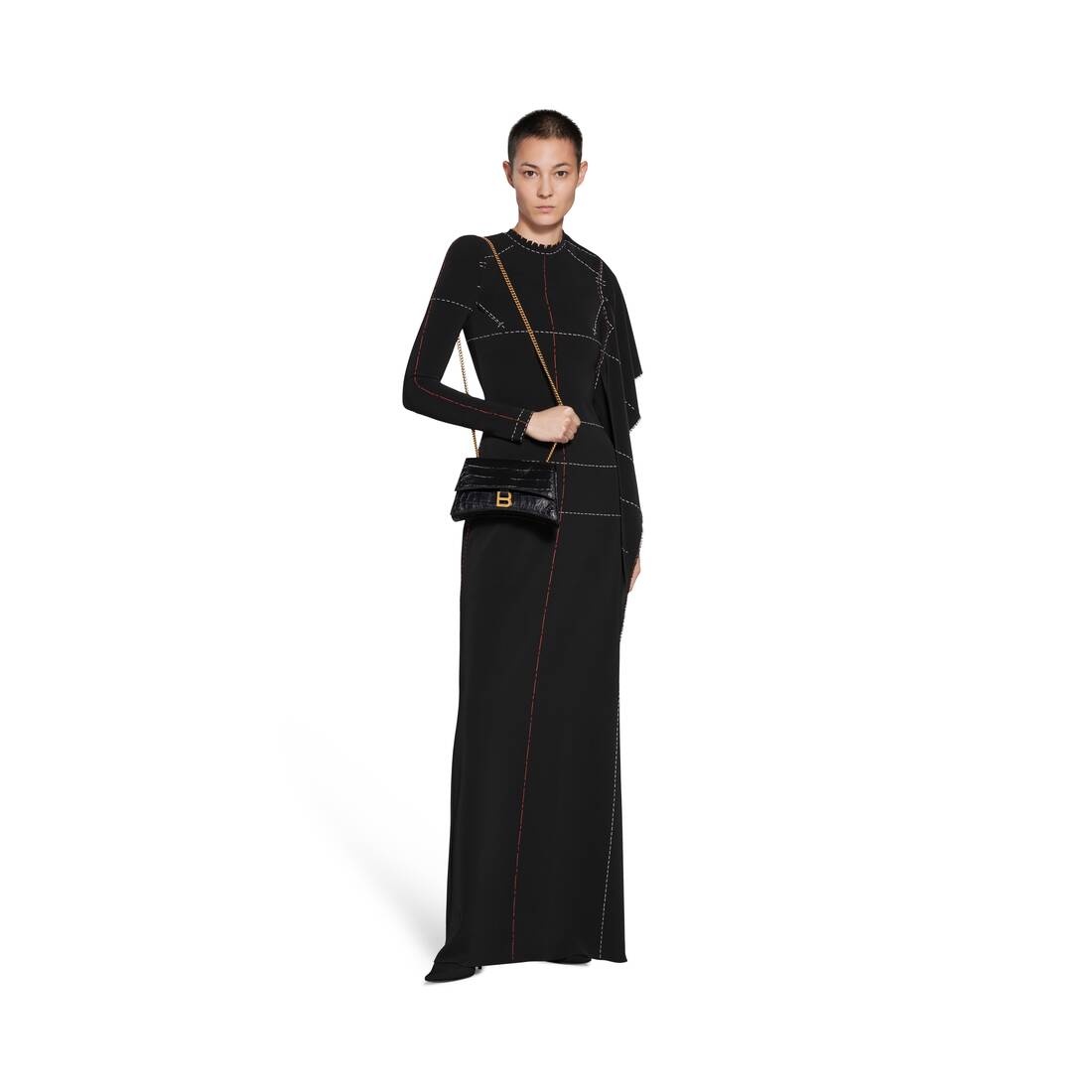 Women's Crush Xs Chain Bag Crocodile Embossed  in Black - 3