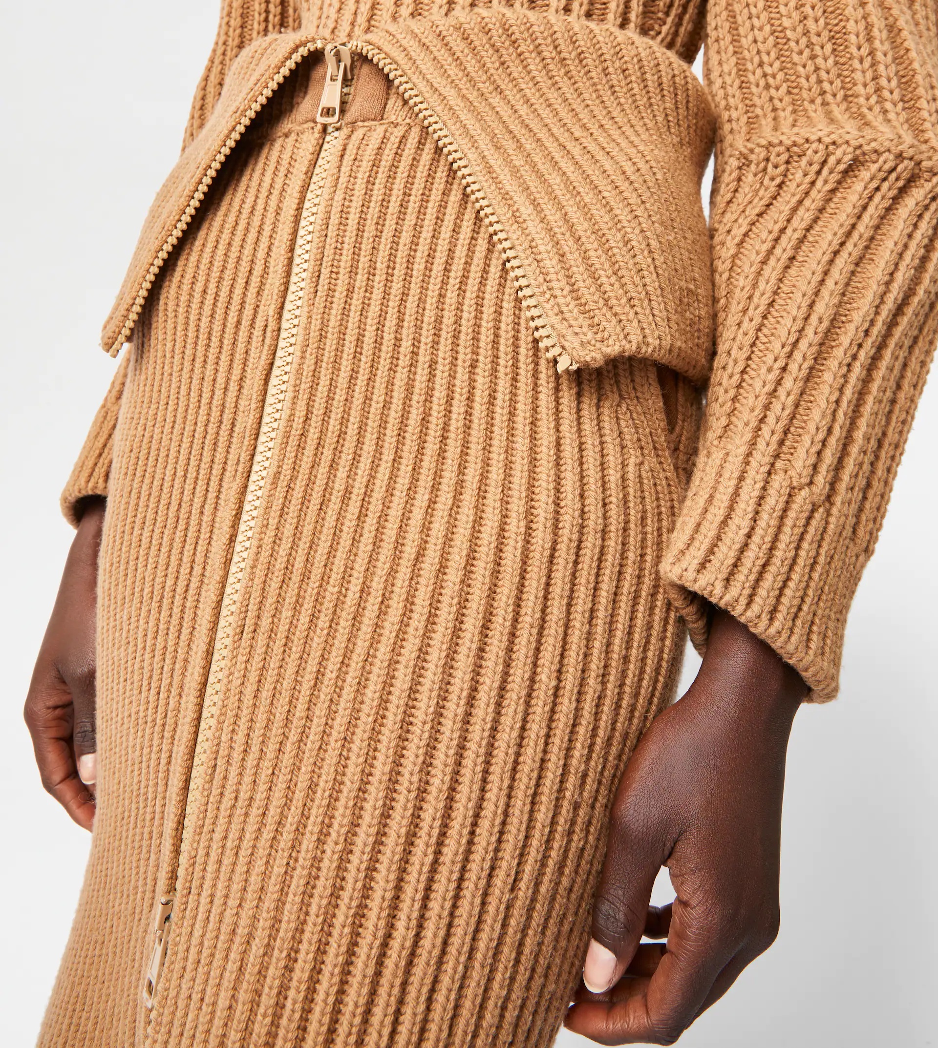 CASHMERE BLEND MIDI-SKIRT - BROWN - 5