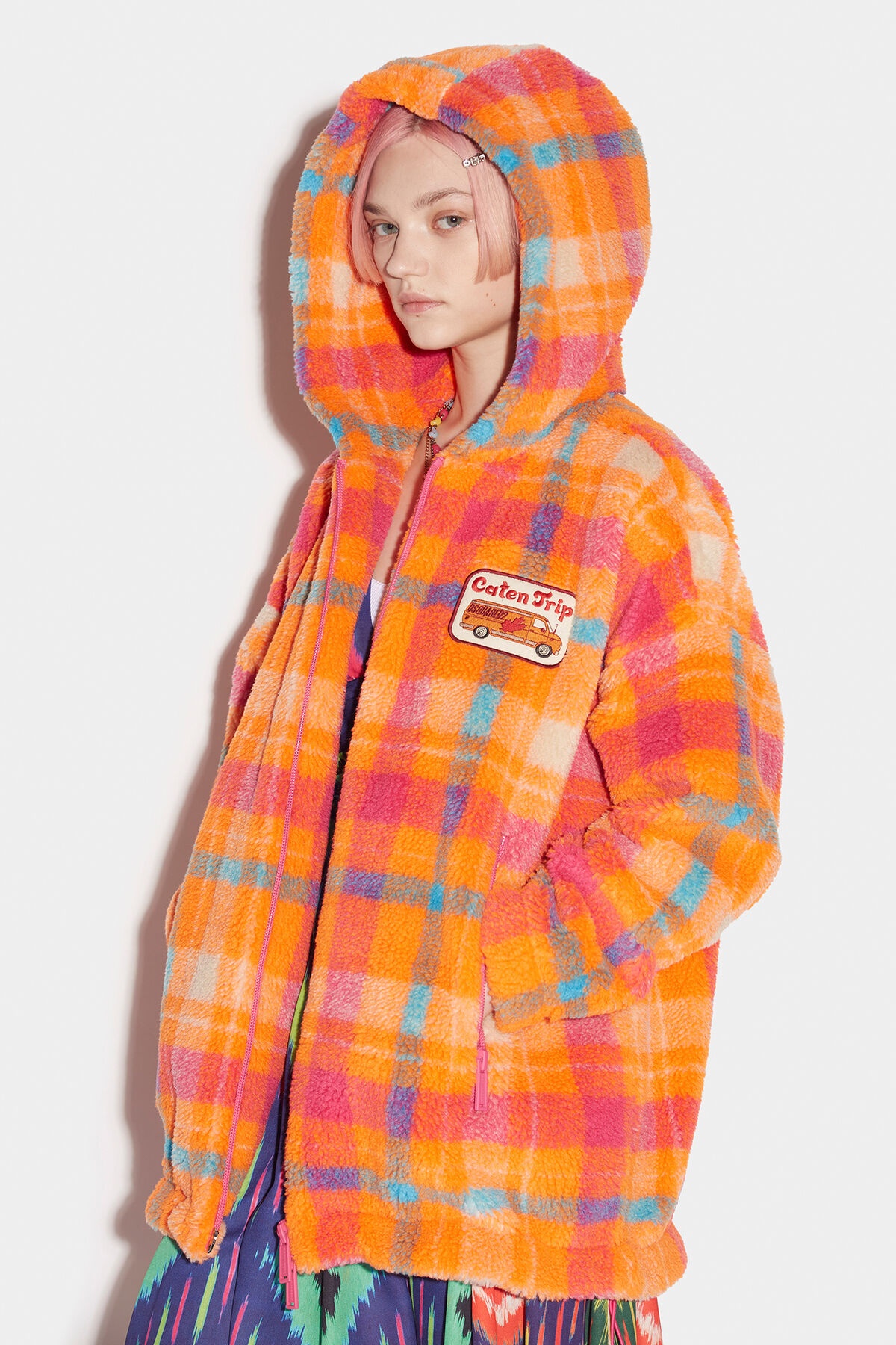 CAMPING CREW CHECK TEDDY ZIP JACKET - 4