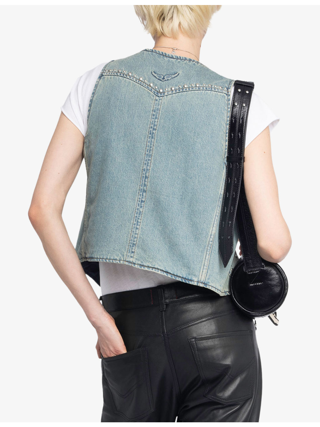 Gillier V-Neck Patch-Pocket Denim Waistcoat - 4