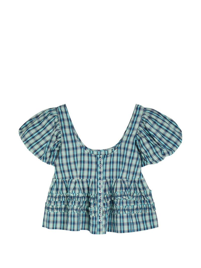 ruffled check-pattern blouse 1