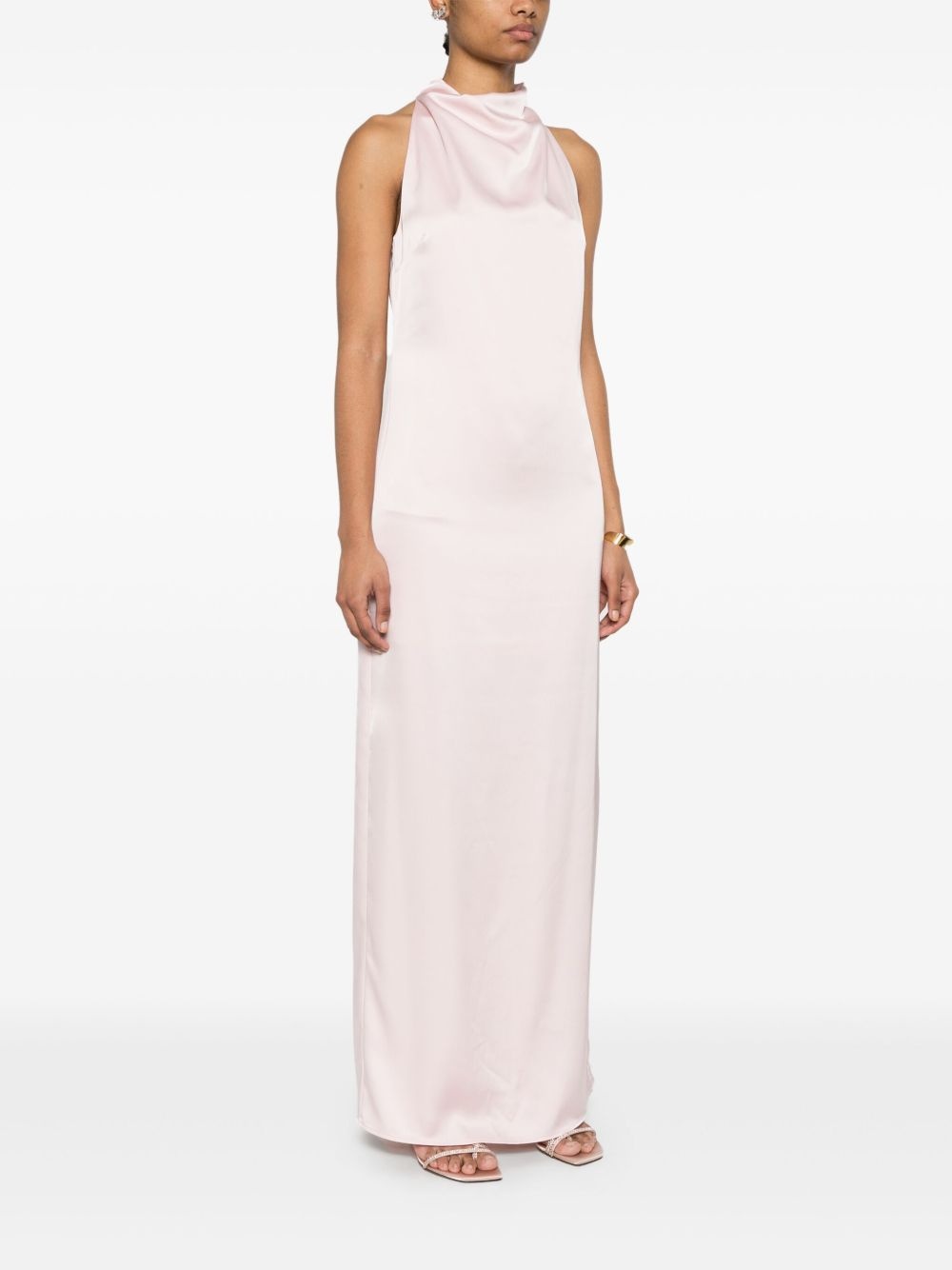 satin halterneck dress - 3