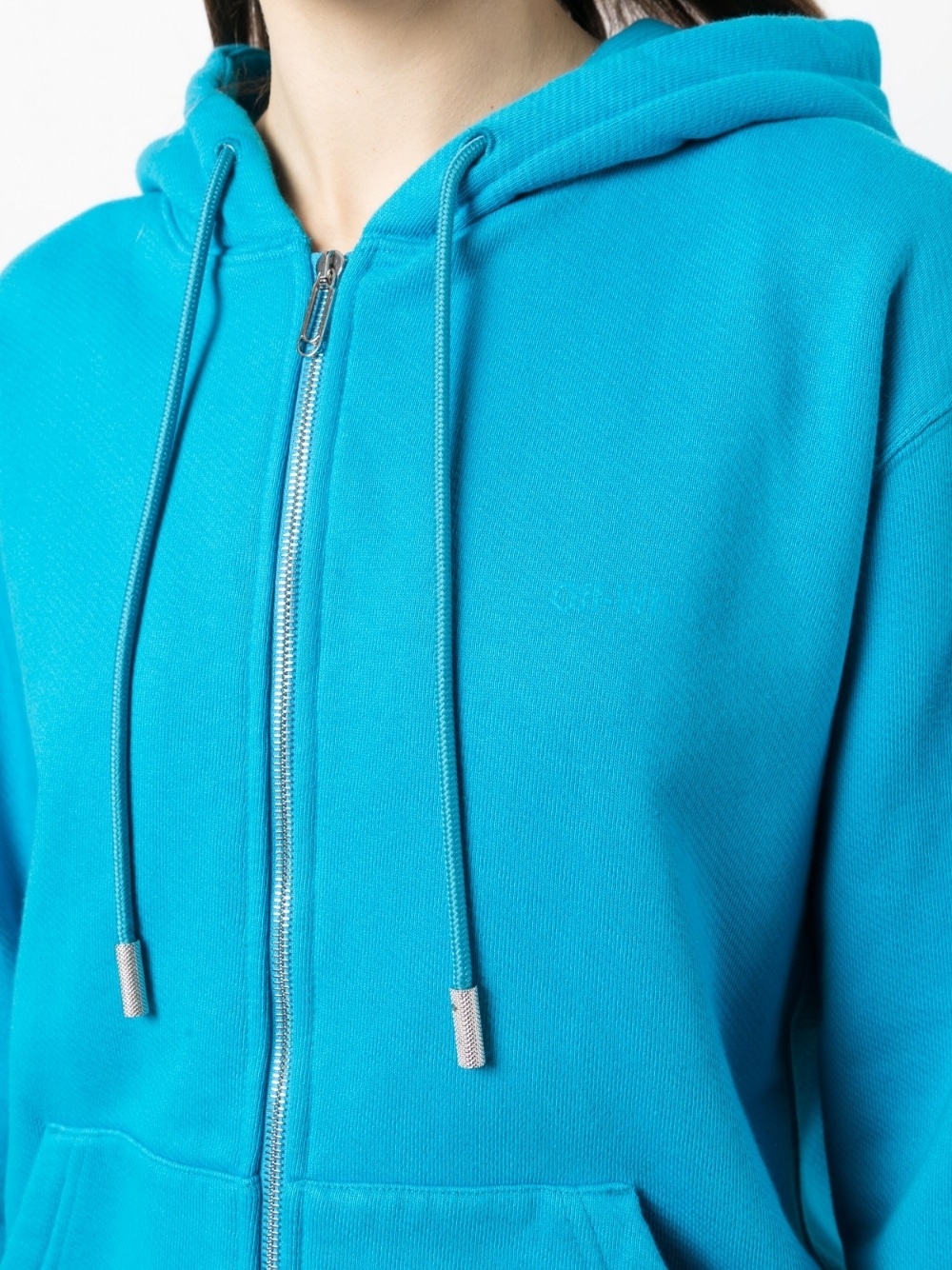 Diag-print zip-front hoodie - 5