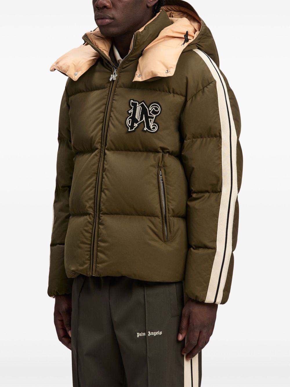 monogram down hooded jacket - 4