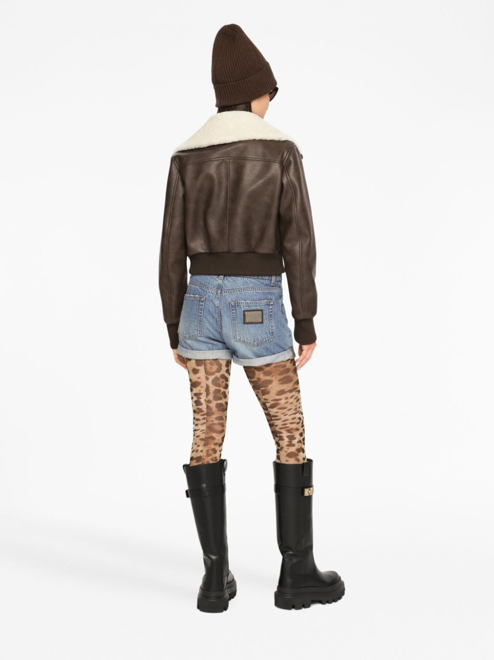 shearling-collar bomber jacket - 4