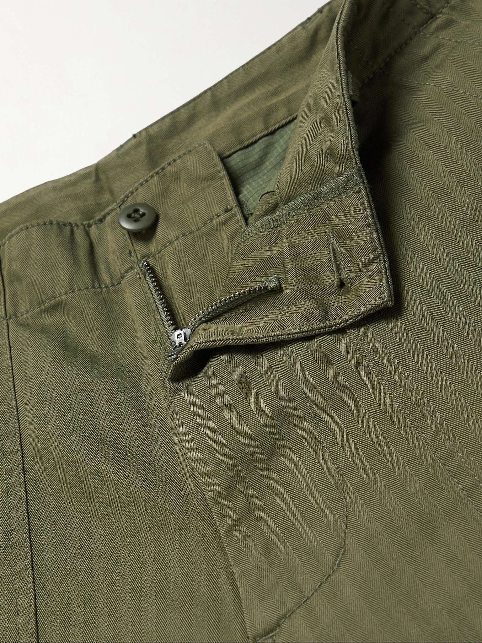 Straight-Leg Herringbone Cotton Shorts - 5
