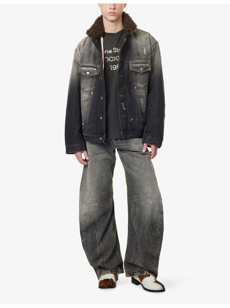 Acne Studios Faux-Fur-Collar Padded Denim Jacket outlook