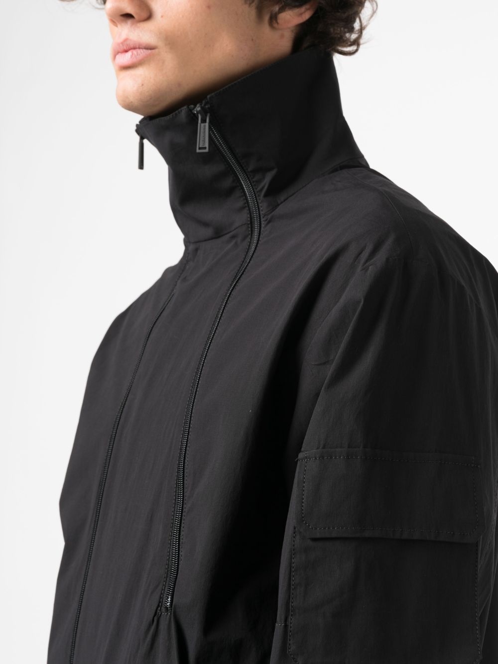 pointed-collar zip-up jacket - 5