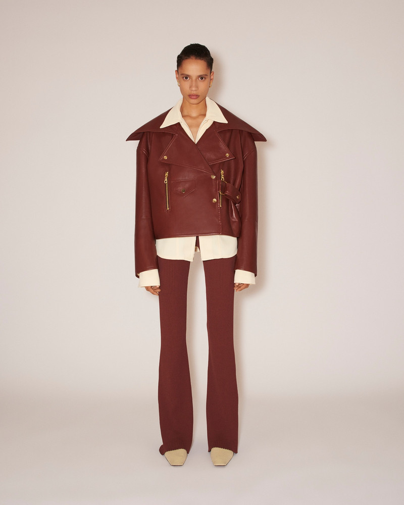 Nanushka ADO - Regenerated leather biker jacket - Mahogany outlook