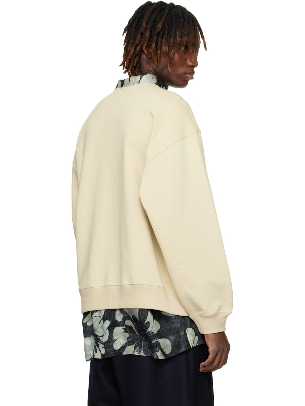 Beige Dropped Shoulders Sweatshirt - 3