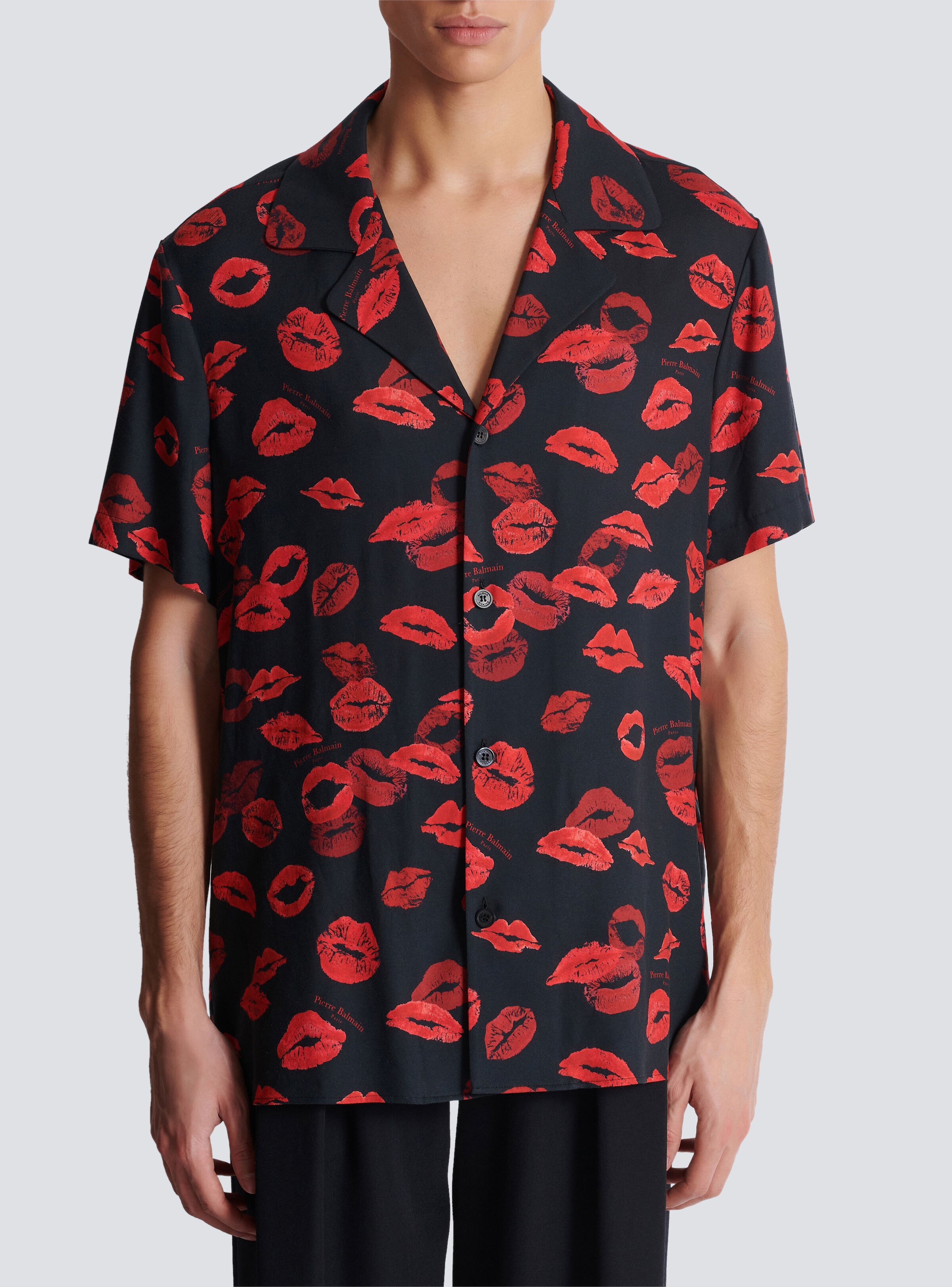 Twill pyjama shirt with Kiss print - 5