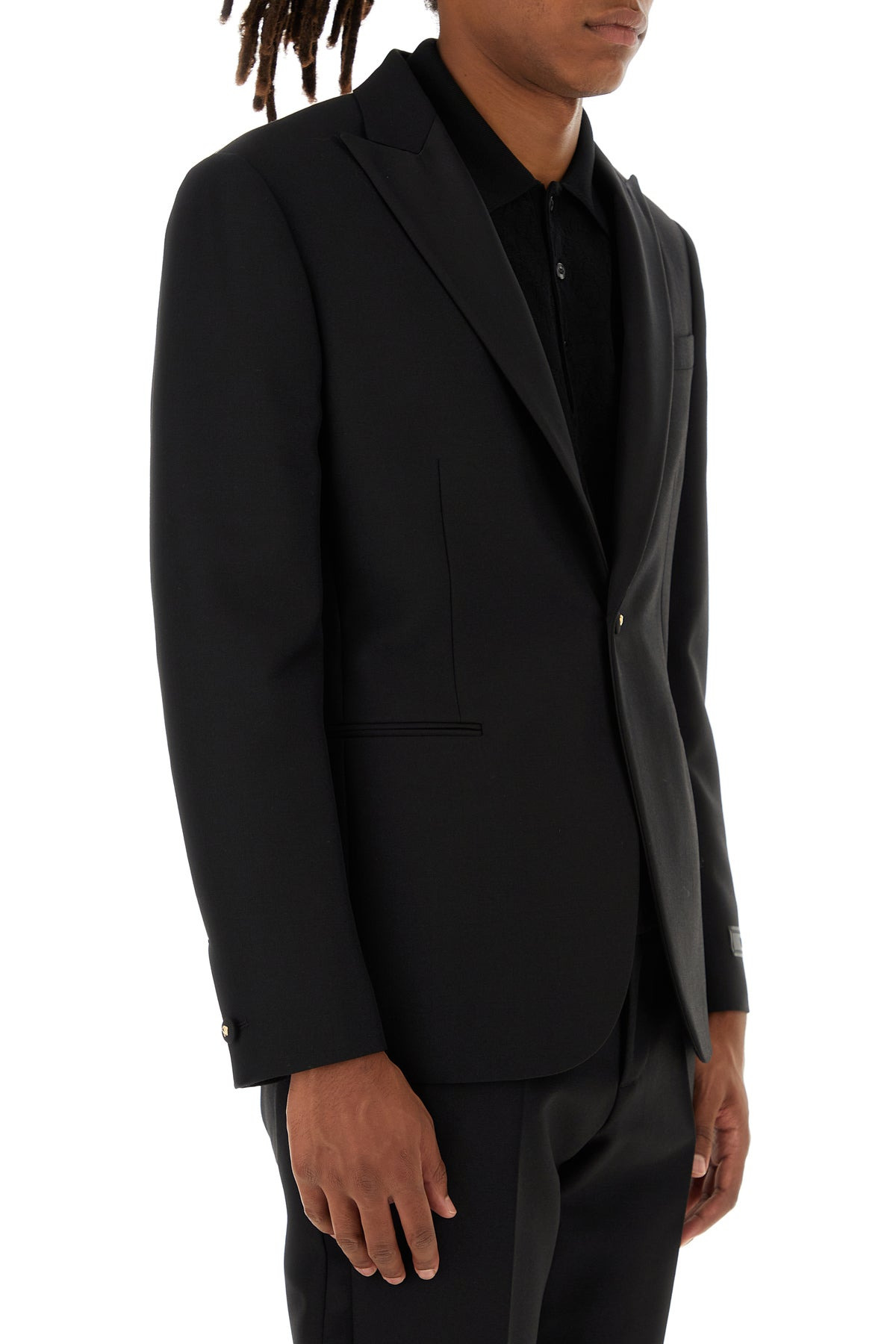 Black wool blend blazer - 3
